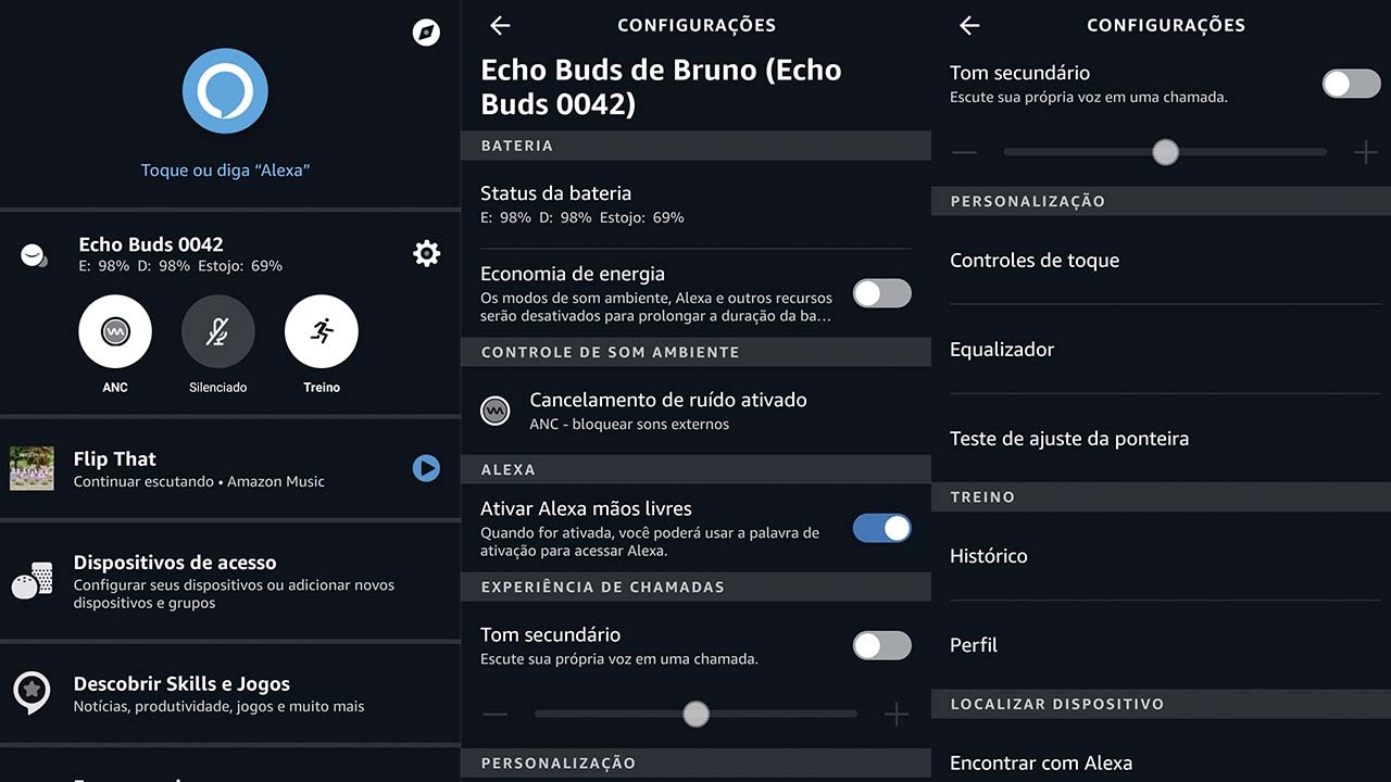 App Amazon Alexa, para uso dos Echo Buds 2