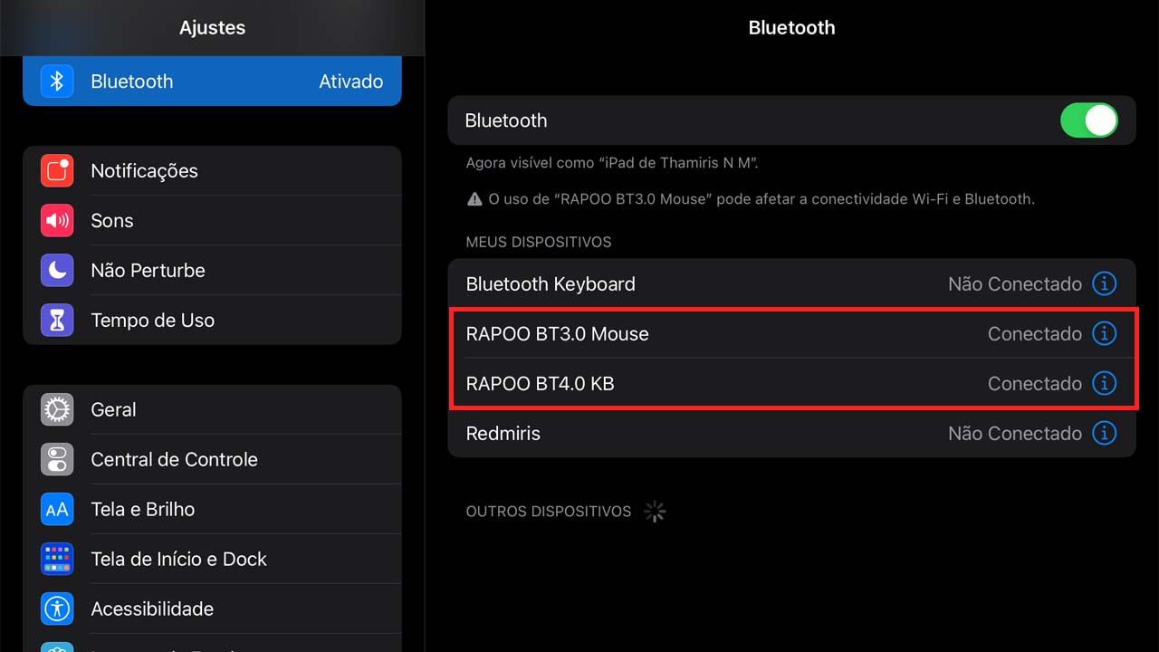 O Rapoo 8050T pode ser pareado com dispositivos iOS, Android e Windows