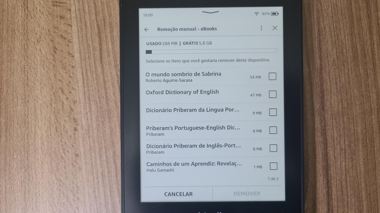 Remoção de vários ebooks ao mesmo tempo