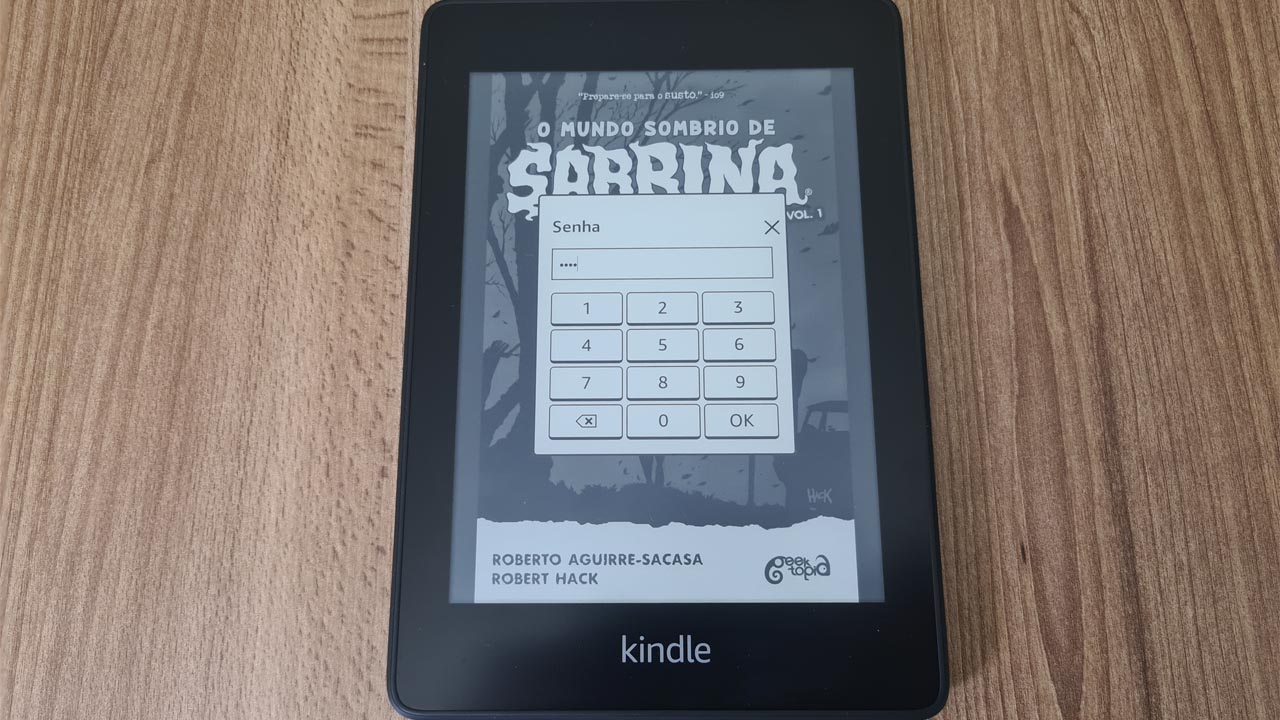 Tela com senha do Kindle Paperwhite