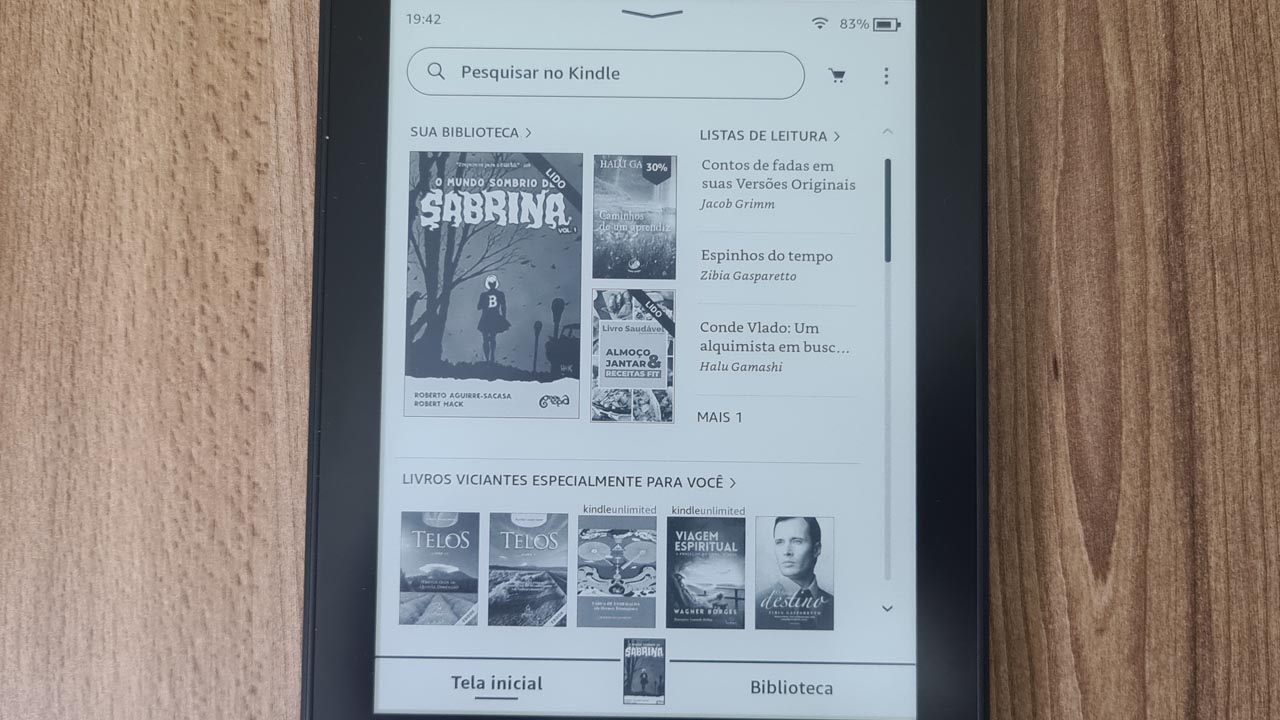 Loja da Amazon acessada pelo Kindle Paperwhite